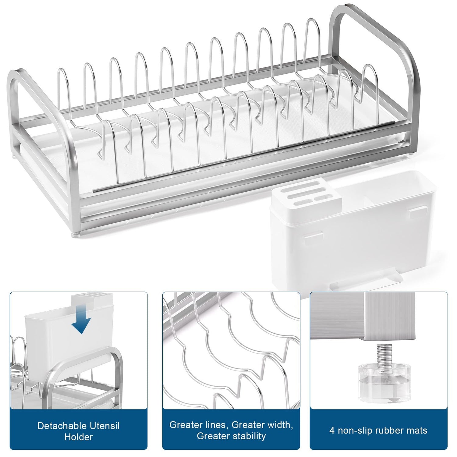 Dish Drying Rack for Small Kitchen Counter, 304 Stainless Steel Small Dish Ra...