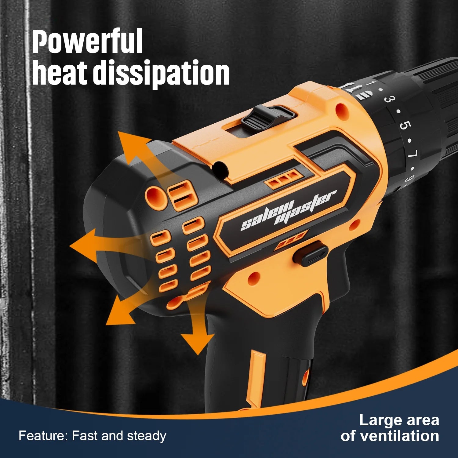 21V 3/8'' Cordless Power Drill for Wall/Brick/Wood/Metal 2 Batteries