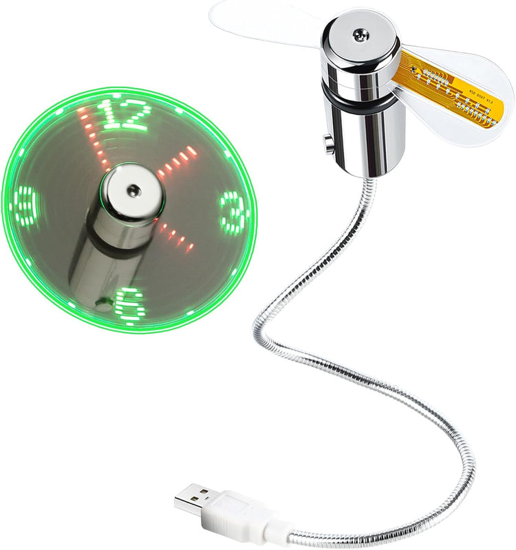 LED USB Clock Fan - Real Time Display, Perfect Gift for Men & Dads!