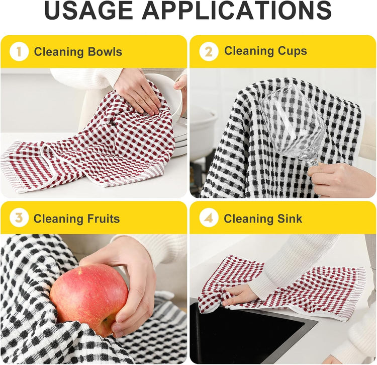 Cotton Dish Towels Cloths for Kitchen Drying Dishes, Lattice Terry Kitchen Towel