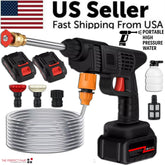 Portable Cordless Electric High Pressure Water Spray Gun Car Washer Cleaner Tool