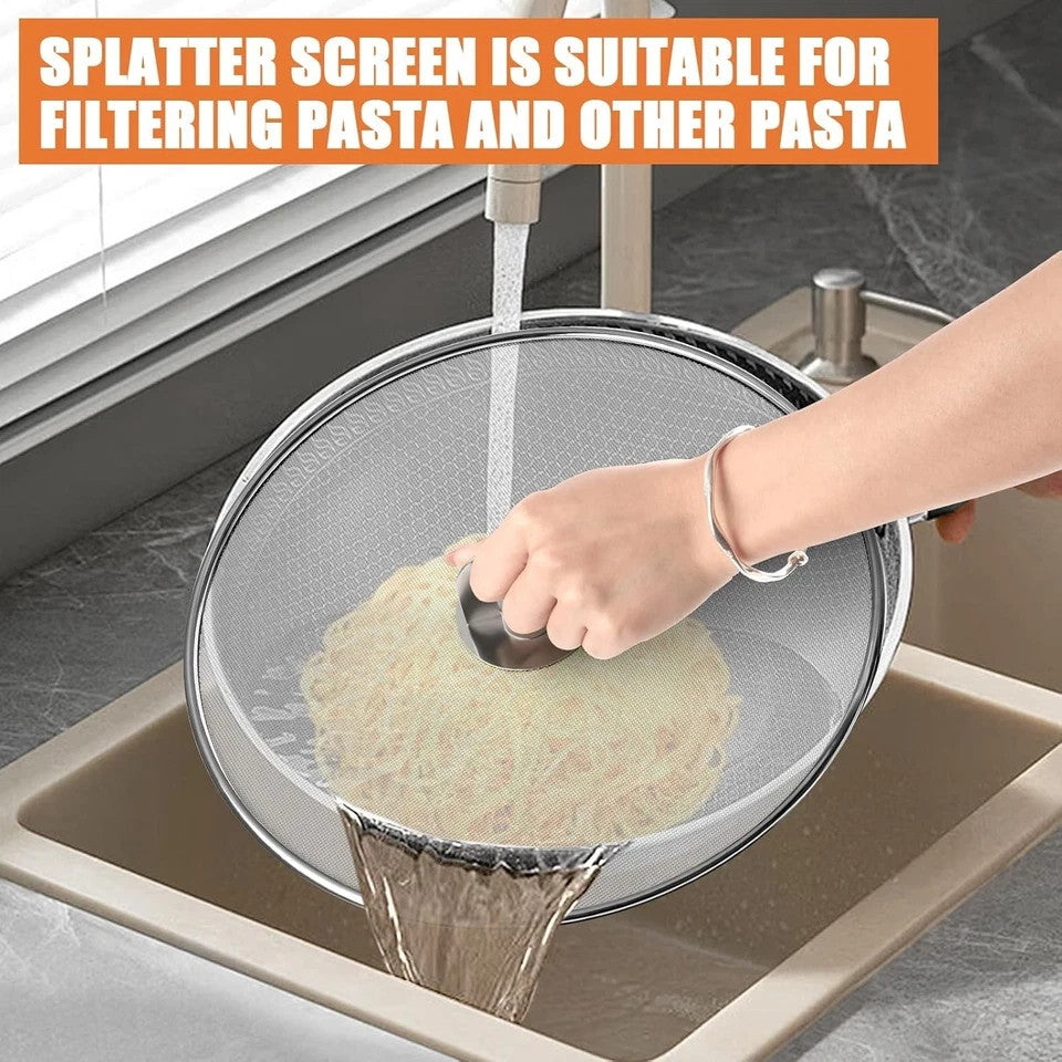 2-Pack Splatter Screens for Frying Pan - Stainless Steel Grease Splatter Guard W