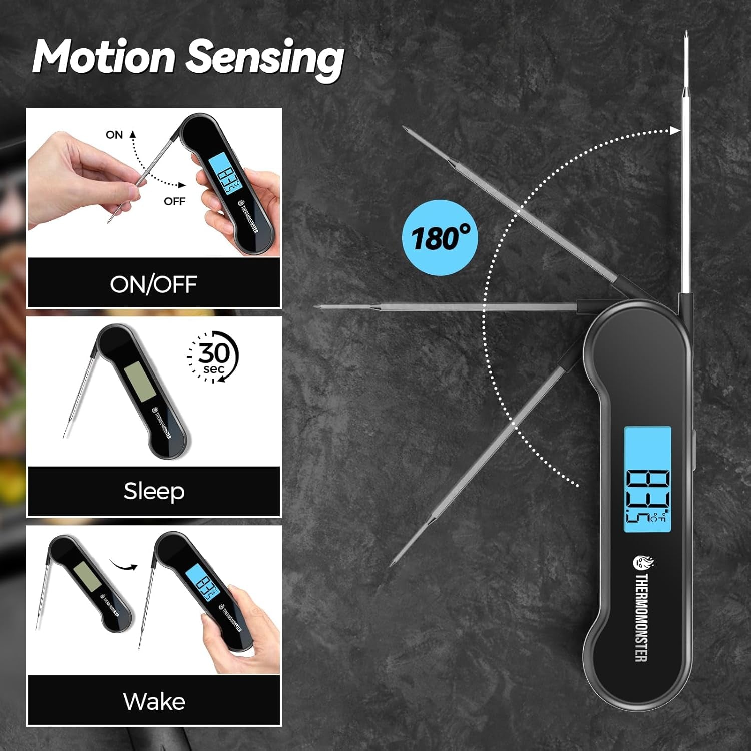 Instant Read Meat Thermometer Digital 0.5 Sec ±0.5℉ Waterproof BBQ Grill