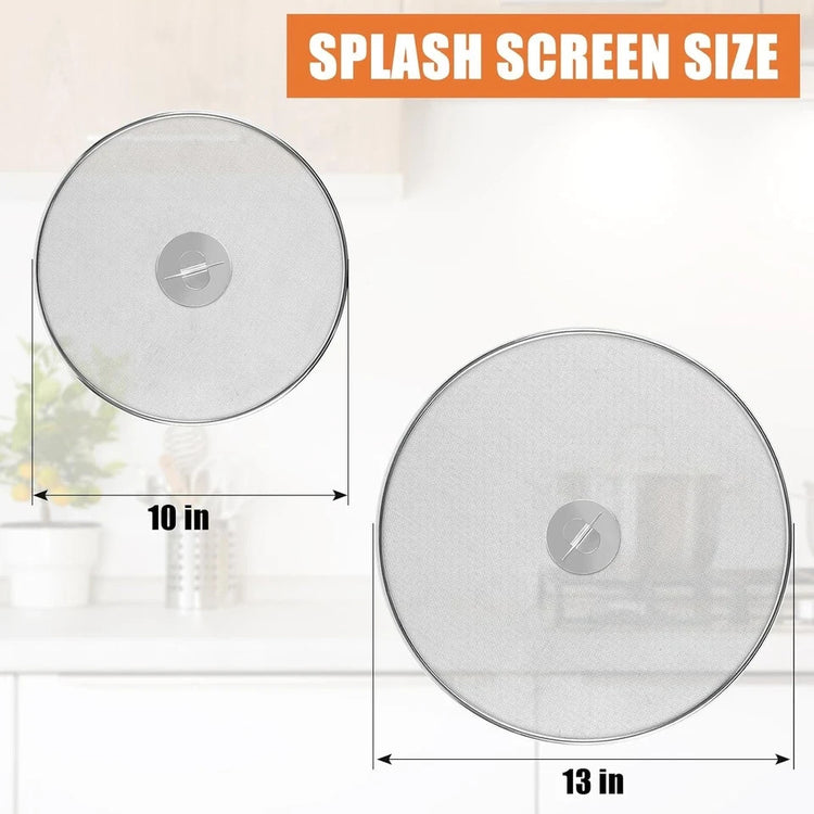 2-Pack Splatter Screens for Frying Pan - Stainless Steel Grease Splatter Guard W