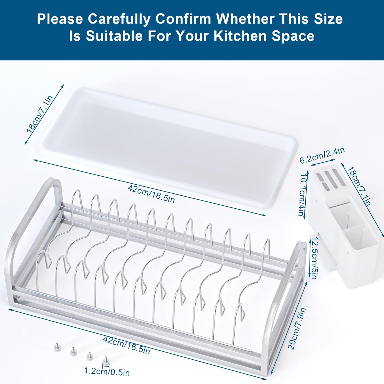 Dish Drying Rack for Small Kitchen Counter, 304 Stainless Steel Small Dish Ra...