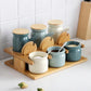 Ceramic Spice Rack Salt Shaker and Pepper Shaker Oil Bottle Set Kitchen Household Supplies for Spices Storage Jar with Cover