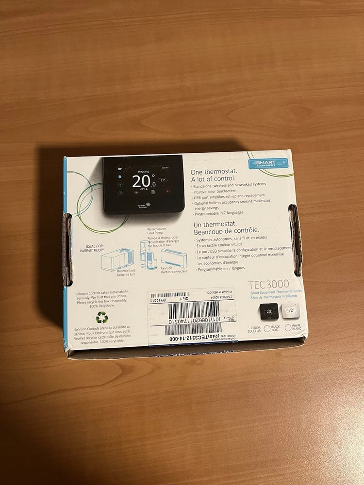 Johnson Controls HVAC Smart Thermostat Controller (White) TEC3000 TEC3312-14-000