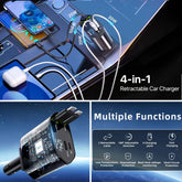 Retractable Car Charger 4In1 Fast Car Phone 16 Charger 120W USB Type C Cable Lot