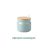 Ceramic Spice Rack Salt Shaker and Pepper Shaker Oil Bottle Set Kitchen Household Supplies for Spices Storage Jar with Cover