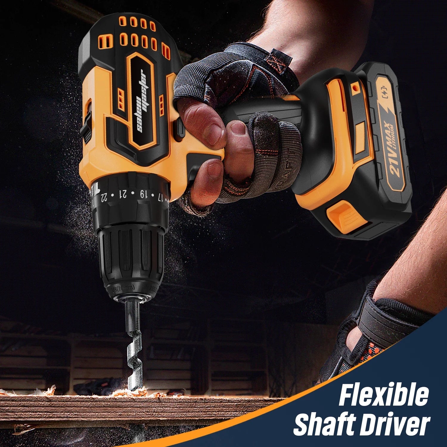 21V 3/8'' Cordless Power Drill for Wall/Brick/Wood/Metal 2 Batteries