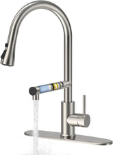 Filter Water Kitchen Faucet with Pull down Sprayer, Brushed Nickel Stainless