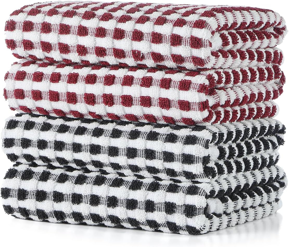 Cotton Dish Towels Cloths for Kitchen Drying Dishes, Lattice Terry Kitchen Towel