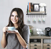 Wall Mount Kitchen Pot Pan Rack with Shelf Kitchen Utensils Cookware Hanger